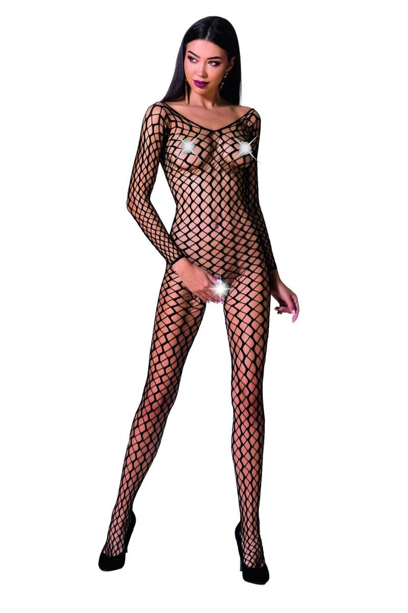 schwarzer ouvert Bodystocking BS068 von Passion